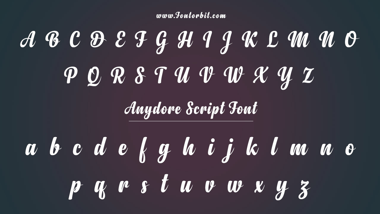 Anydore Script Font Information