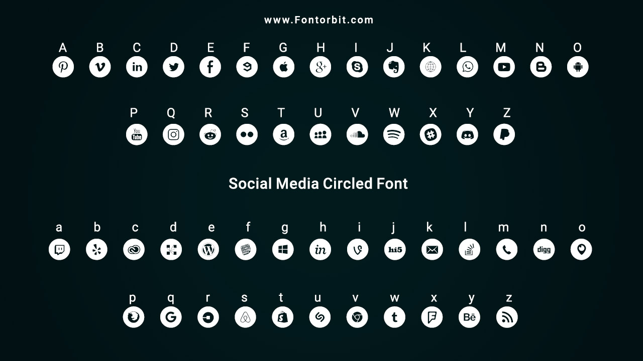 Types In The Social Media Circled Font Family