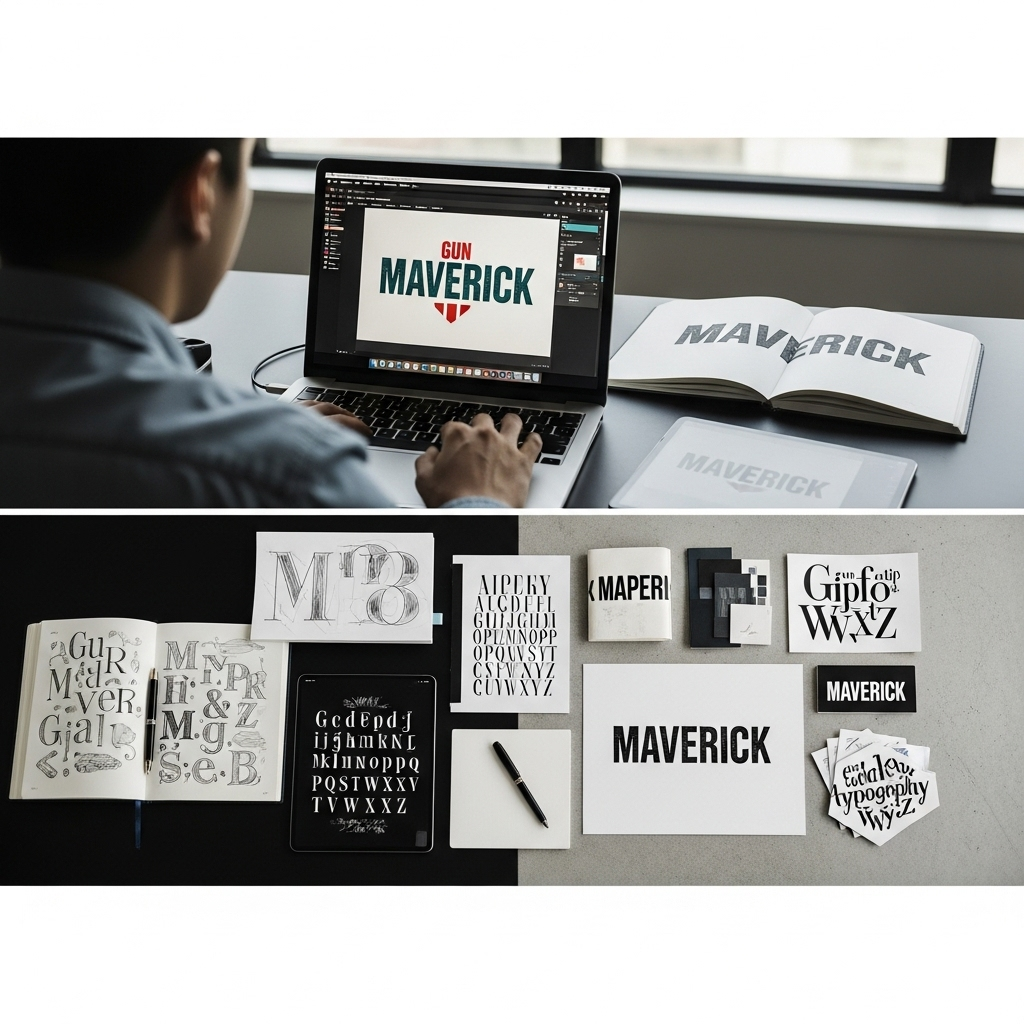 Generate an eye-catching, high-quality featured image for a blog post about: Gun Maverick Logo Font:
