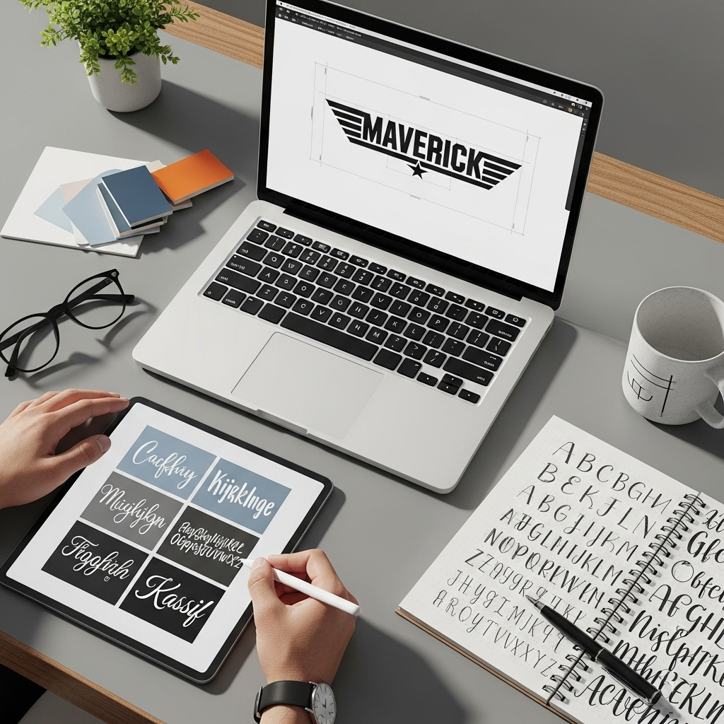 Generate an eye-catching, high-quality featured image for a blog post about: Gun Maverick Logo Font: